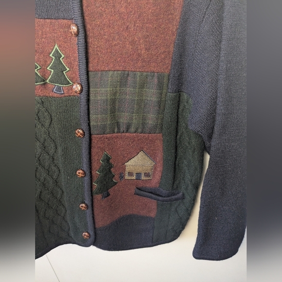 VINTAGE 1990 Women Sweater Made In Hong Kong Size M 100% Wool Winter Vibes - Picture 3 of 11